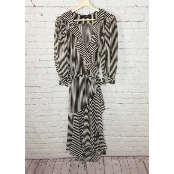 Icons Objects of Devotion Black White Stripe Flamenco Dress Womens Medium New - Picture 5 of 12